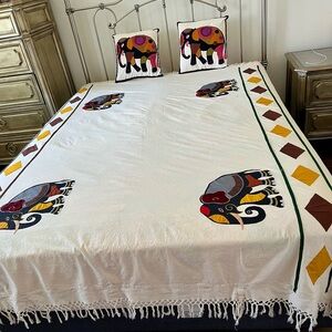 Elephant Print Bedspread with Matching Pillow Covers